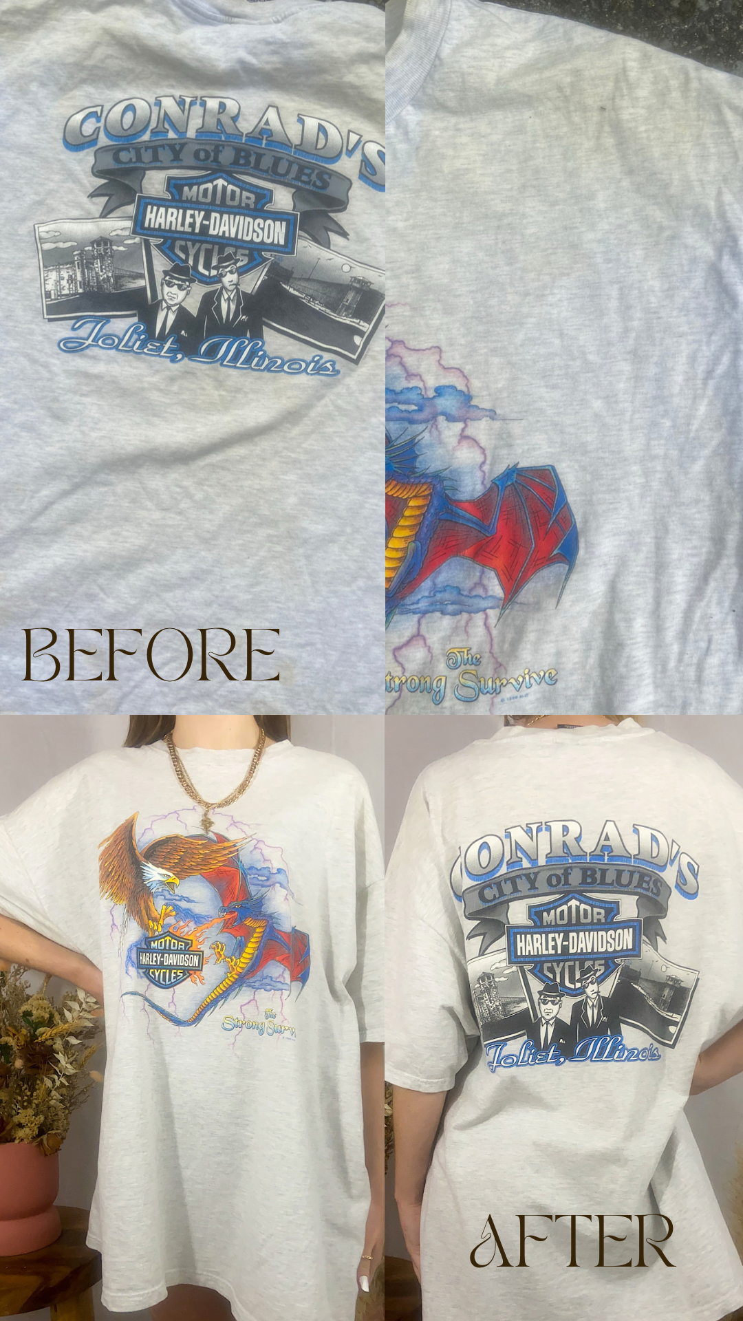 Image showing Harley Davidson Tee before and after cleaning with Oxygen Bleach