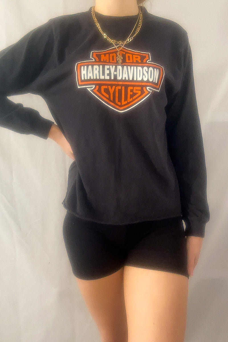 Harley Davidson Cropped Long Sleeve Tee - Small