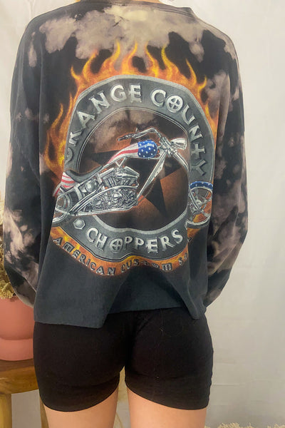 Restyled Orange County Choppers Cropped Long Sleeve Tee - XL