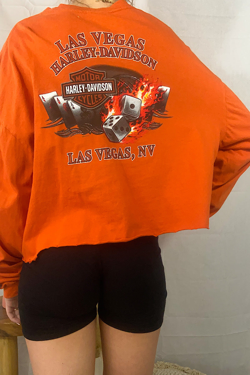 Harley Davidson Long Sleeve Cropped Tee - XL