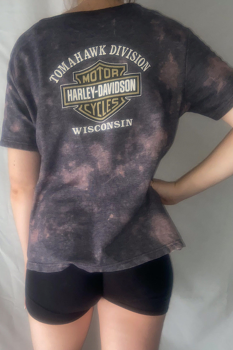 Restyled Vintage Harley Davidson crop Tee - M