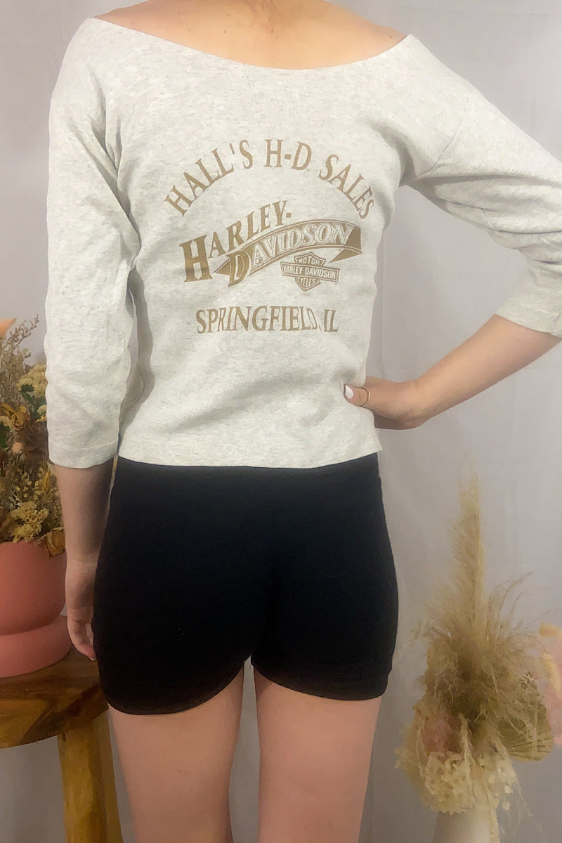 Vintage Harley Davidson Cropped Long Sleeve Tee