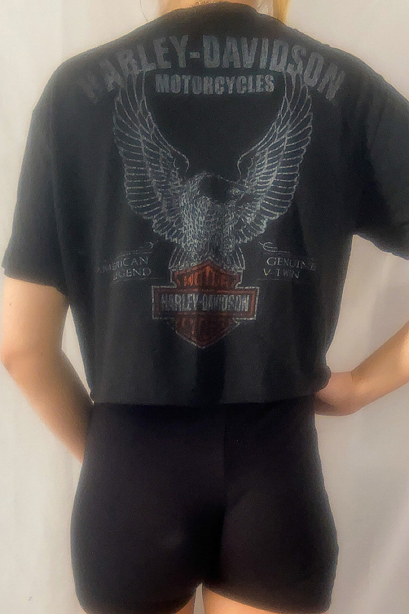 Restyled Harley Davidson Cropped Tee - Small