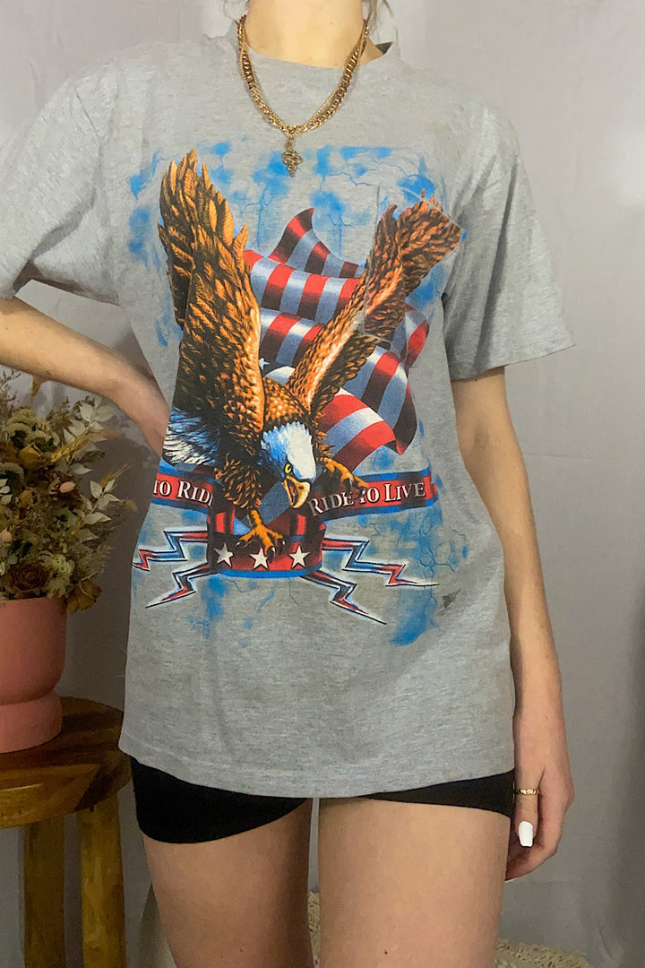 Vintage American Biker Tee - Medium